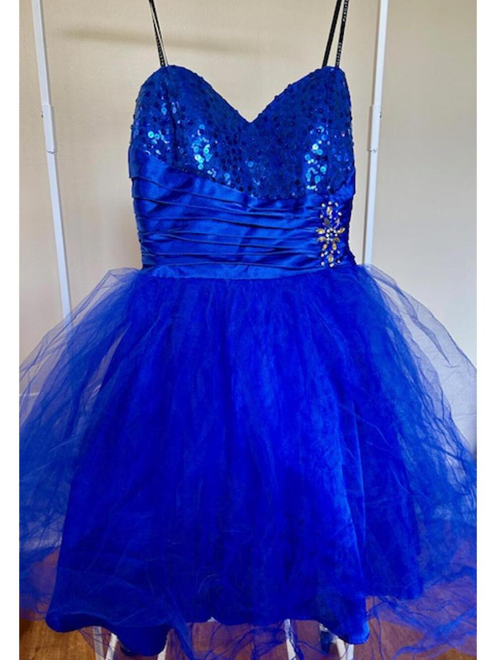 Masquerade Royal Blue Sequin and Tulle Party Dress Size 9/10